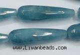 CEQ56 15.5 inches 12*40mm faceted teardrop blue sponge quartz beads