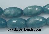 CEQ76 15.5 inches 13*23mm faceted rice blue sponge quartz beads