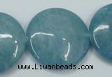 CEQ99 15.5 inches 30mm flat round blue sponge quartz beads