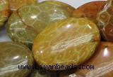 CFA50 15.5 inches 30*40mm oval yellow chrysanthemum agate beads