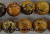 CFA63 15.5 inches 16mm round yellow chrysanthemum agate beads