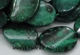 CFA73 15.5 inches 18*25mm twisted oval green chrysanthemum agate beads