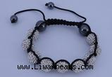 CFB560 12mm round rhinestone with hematite beads adjustable bracelet