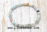 CFB706 faceted rondelle amazonite & potato white freshwater pearl stretchy bracelet