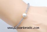 CFB804 4mm faceted round labradorite & potato white freshwater pearl bracelet