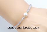 CFB808 4mm faceted round morganite & potato white freshwater pearl bracelet