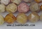 CFC238 15.5 inches 10mm faceted nuggets fossil coral beads