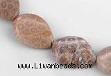 CFC47 15*20mm twisted teardrop coral fossil jasper beads