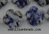 CFG1024 15.5 inches 16mm carved flower sodalite gemstone beads