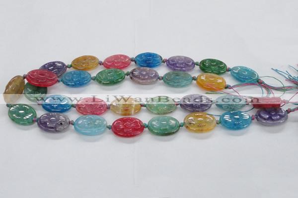 CFG1128 15.5 inches 18*25mm carved oval agate gemstone beads