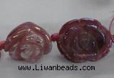 CFG1165 15.5 inches 25mm carved flower plated agate gemstone beads