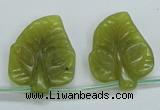 CFG12 15.5 inches 20*24mm carved leaf Korean jade beads