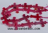 CFG1233 15.5 inches 32*45mm - 35*48mm cross dragon veins agate beads