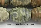 CFG1509 15.5 inches 15*20mm carved rice rhyolite gemstone beads