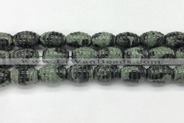 CFG1510 15.5 inches 15*20mm carved rice kambaba jasper beads