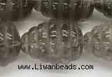 CFG1515 15.5 inches 15*20mm carved teardrop smoky quartz beads