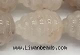 CFG1517 15.5 inches 15*20mm carved teardrop pink quartz beads