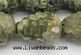 CFG1520 15.5 inches 15*20mm carved teardrop rhyolite gemstone beads