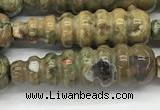 CFG1531 15.5 inches 10*35mm carved teardrop rhyolite gemstone beads