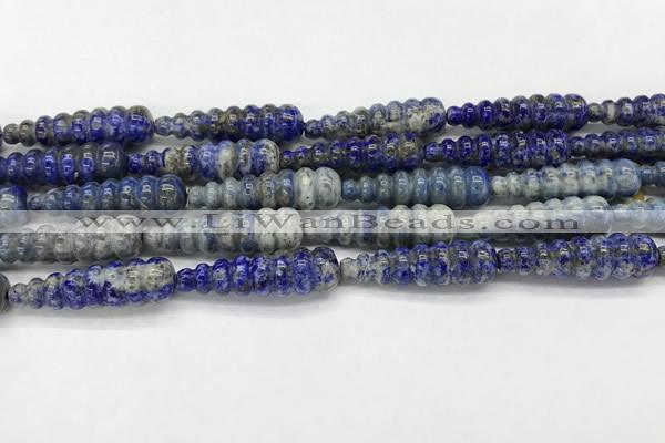 CFG1533 15.5 inches 10*35mm carved teardrop lapis lazuli beads