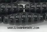 CFG1545 15.5 inches 10*30mm carved rice black agate beads