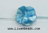 CFG18 15.5 inches 24mm carved flower blue crazy lace agate beads