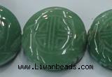 CFG204 15.5 inches 31mm carved coin green aventurine jade beads