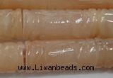 CFG212 15.5 inches 14*31mm carved column pink aventurine jade beads