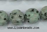 CFG214 15.5 inches 18mm carved round sesame jasper beads