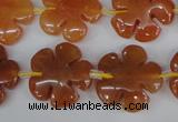 CFG216 15.5 inches 20mm carved flower red aventurine beads