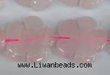 CFG219 15.5 inches 24mm carved flower rose quartz beads