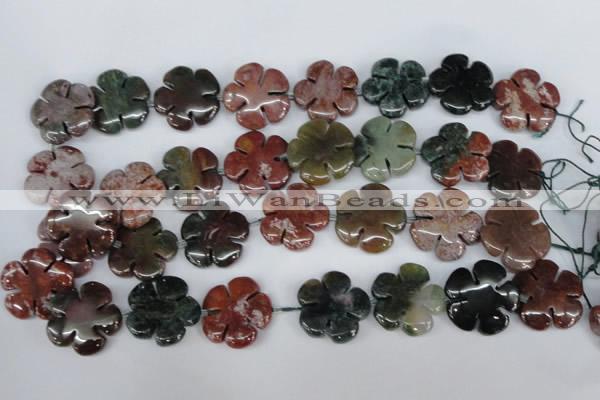 CFG220 15.5 inches 24mm carved flower Indian agate beads