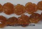 CFG232 15.5 inches 16mm carved flower red aventurine beads