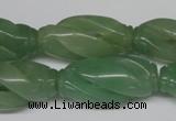 CFG252 15.5 inches 15*30mm carved rice green aventurine beads