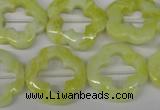 CFG257 15.5 inches 20mm carved flower lemon jade gemstone beads