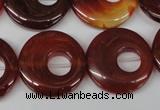 CFG277 15.5 inches 25mm carved donut red agate beads