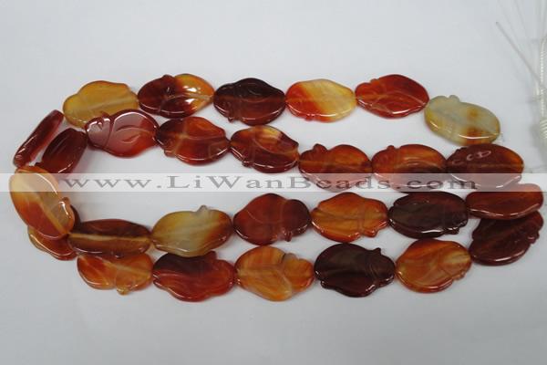 CFG278 15.5 inches 22*30mm carved animal red agate beads