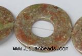 CFG282 15.5 inches 40*45mm carved oval unakite gemstone beads