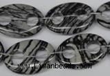 CFG301 15.5 inches 18*25mm carved oval black water jasper beads