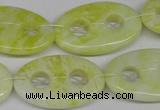 CFG308 15.5 inches 20*30mm carved oval lemon jade gemstone beads