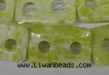 CFG336 15.5 inches 20*30mm carved rectangle lemon jade beads