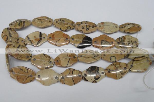 CFG340 22*30mm carved hexagon African leopard skin jasper beads