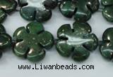 CFG452 15.5 inches 20mm carved flower green iron stone beads