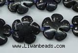 CFG453 15.5 inches 20mm carved flower blue iron stone beads