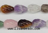 CFG51 15.5 inches 10*16mm carved teardrop mixed gemstone beads