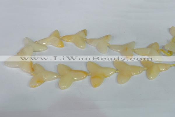 CFG521 15.5 inches 34*37mm carved flower yellow aventurine beads