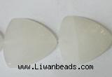 CFG525 15.5 inches 25*25mm carved triangle white jade beads