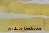 CFG547 15.5 inches 15*20mm carved brick yellow jade beads