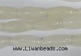 CFG551 15.5 inches 8*20mm carved rice white jade beads