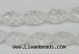 CFG56 15.5 inches 10*16mm carved rice white crystal gemstone beads